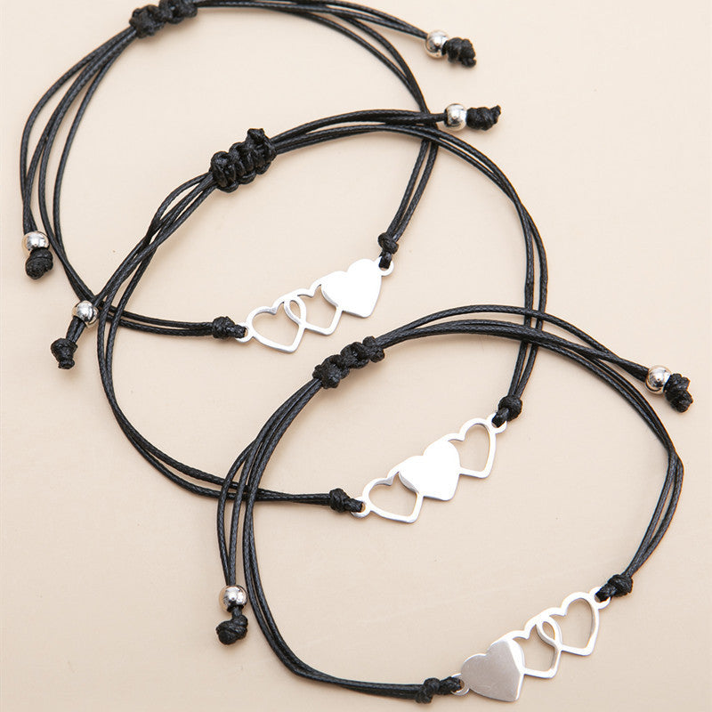 Heart Suit Wax Line Woven Adjustable Bracelets