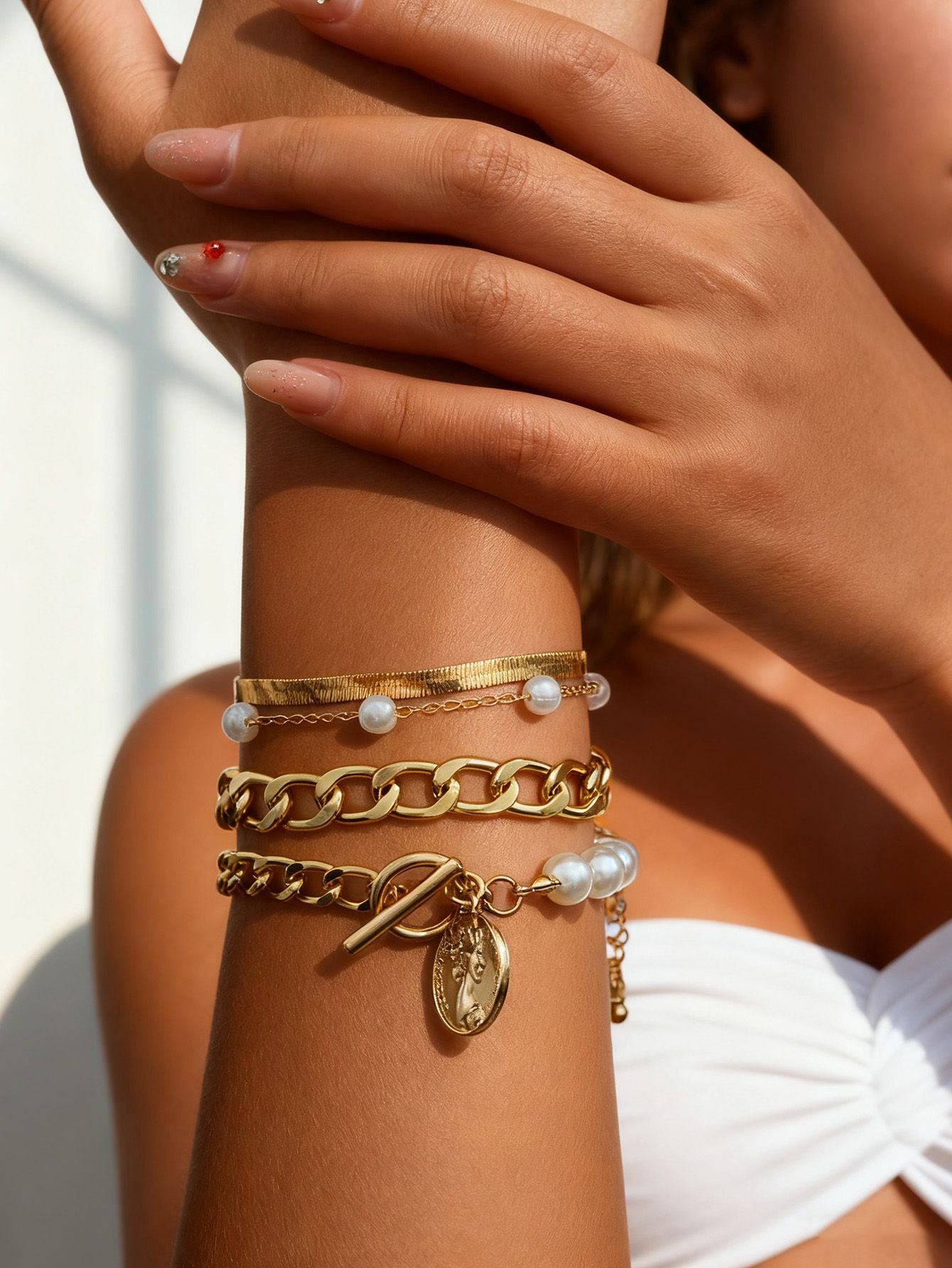 Fashion Metal Alloy Snake Chain Buckle Simple Bracelet