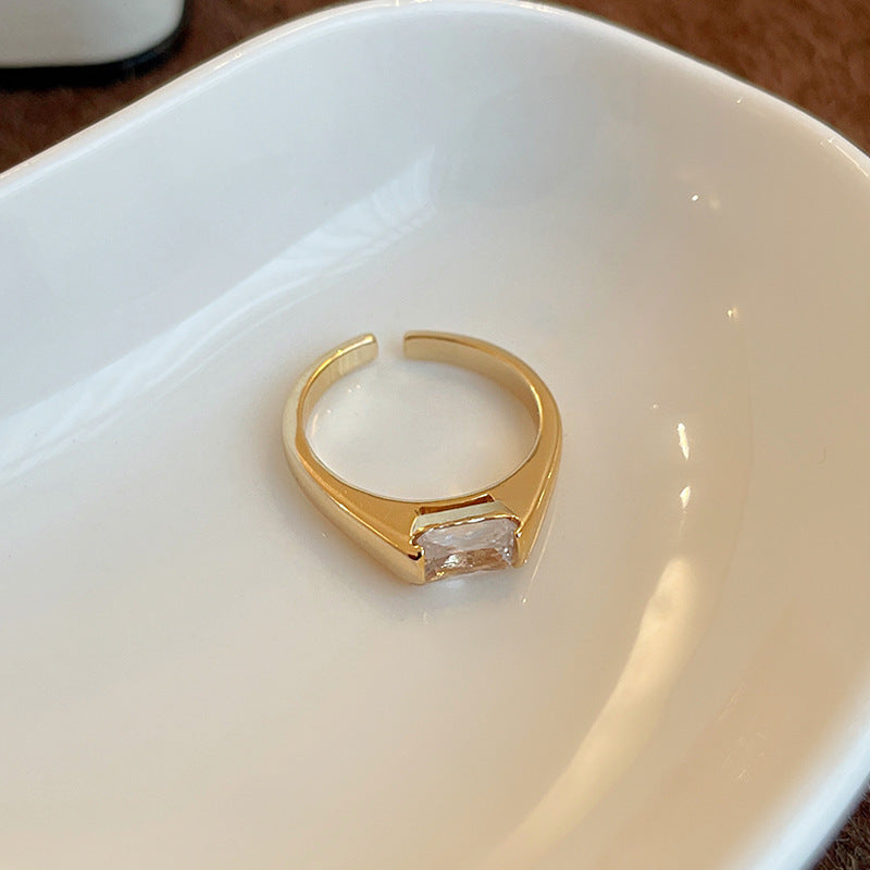 Gold-plated Zircon Geometric Open Korean Style Rings