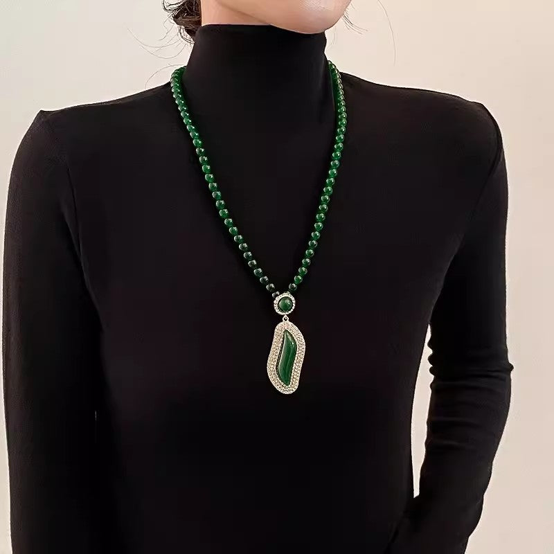 Women's Agate Sweater Chain Generous Upscale Long National Necklaces