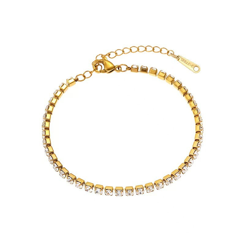 Women's Titanium Steel Full Diamond Micro Inlaid Zircon Does Not Fade Bracelet