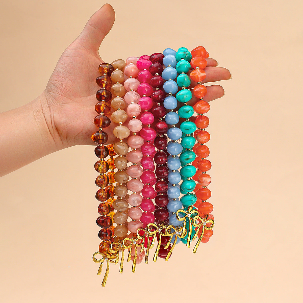 Multicolor Resin Beaded Boho Fashion Exquisite Versatile Exaggerated Necklace