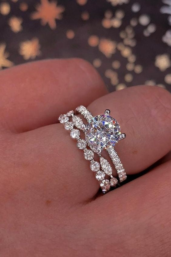 Cheng Fashion Princess Engagement Electroplated Micro Inlaid Zircon Rings