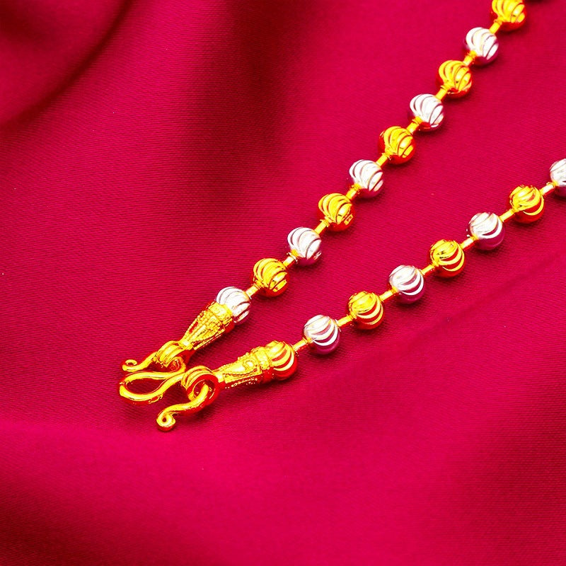 Watermelon Color Double Gold Sier Beads Chain Jewellery Necklace