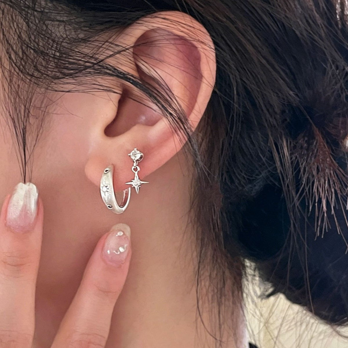 Simple Eight Awn Star Brushed Female Niche Design Graceful Fashion Earrings