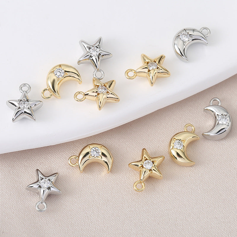 Slouchy Color Star Moon Copper Zircon Jewelry Accessories