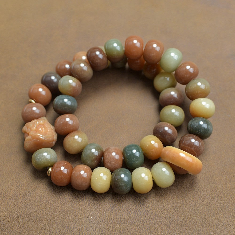 Women's & Men's Natural Bodhi Double Circle Abacus Beads Rosary Hand Bracelets
