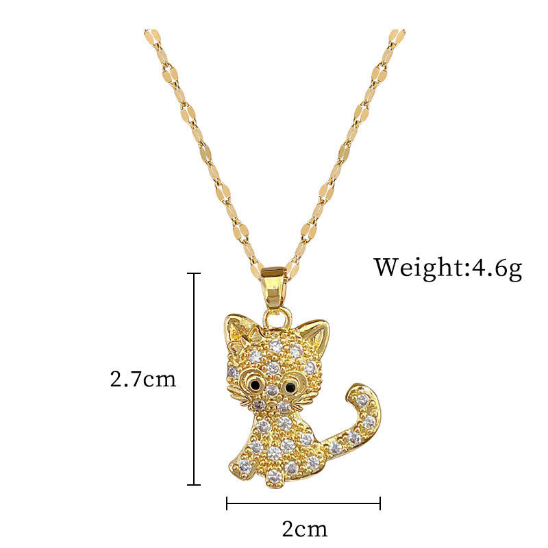 Steel Lucky Female Copper Micro Inlay Real Gold Plating Necklaces