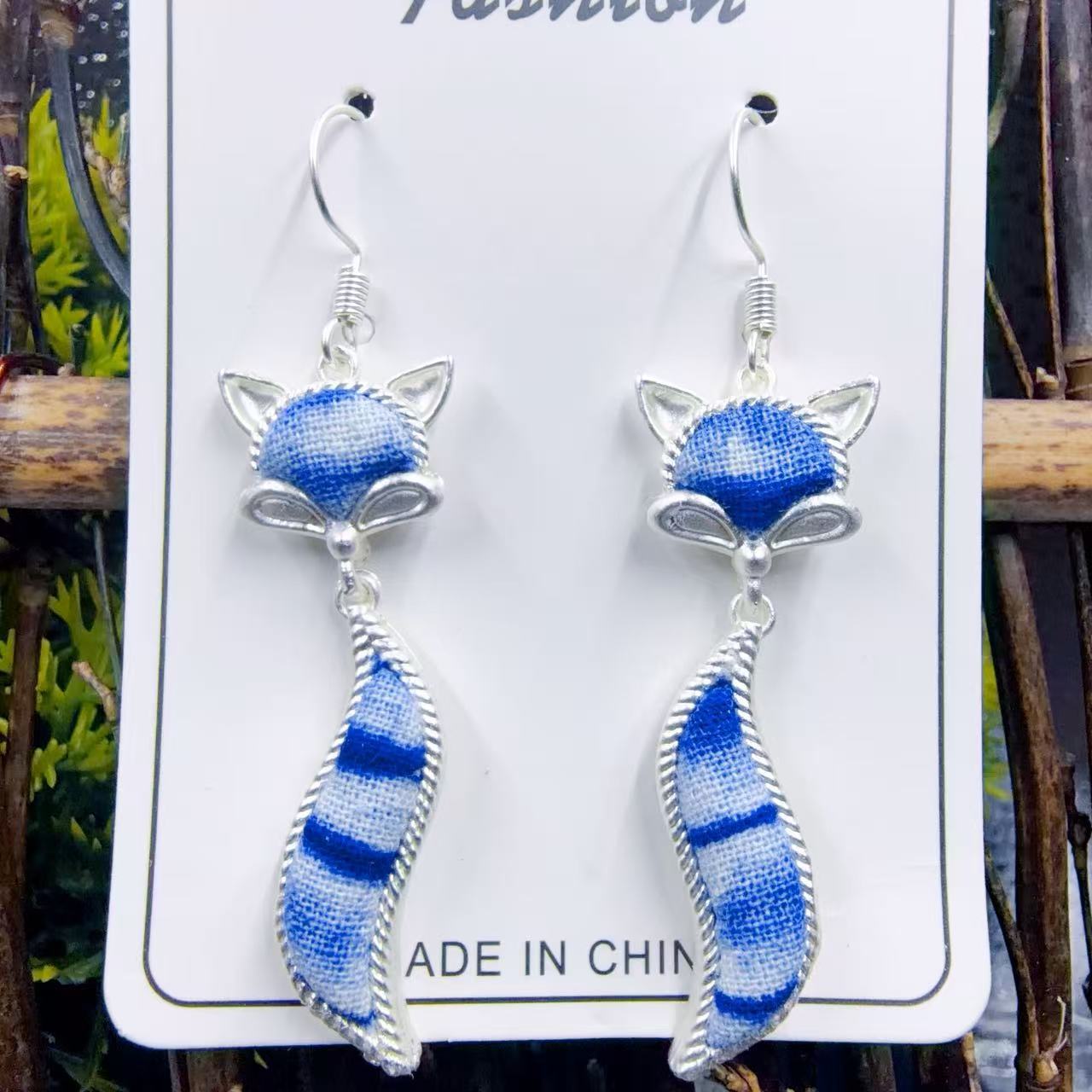 Sier Embroidered Handmade Blue Dyed Butterfly Rings