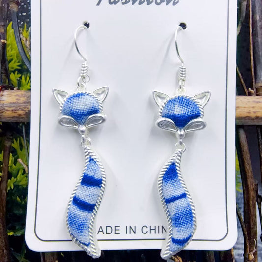 Sier Embroidered Handmade Blue Dyed Butterfly Rings