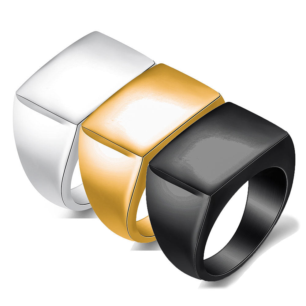 Fashion Simple Glossy Rectangular Stainless Steel Ring