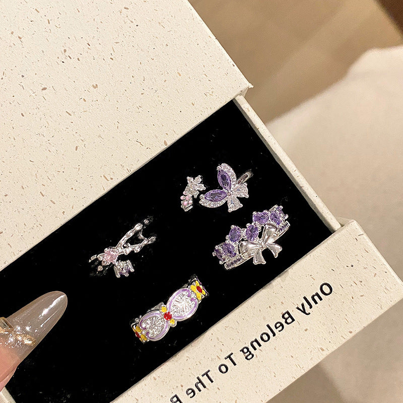 Women's The Debris Small Artistic Design Sweet Index Rings