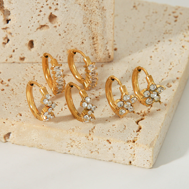 Women's Fashionable Exquisite Stainless Steel Flower Ear Gold-plated Earrings