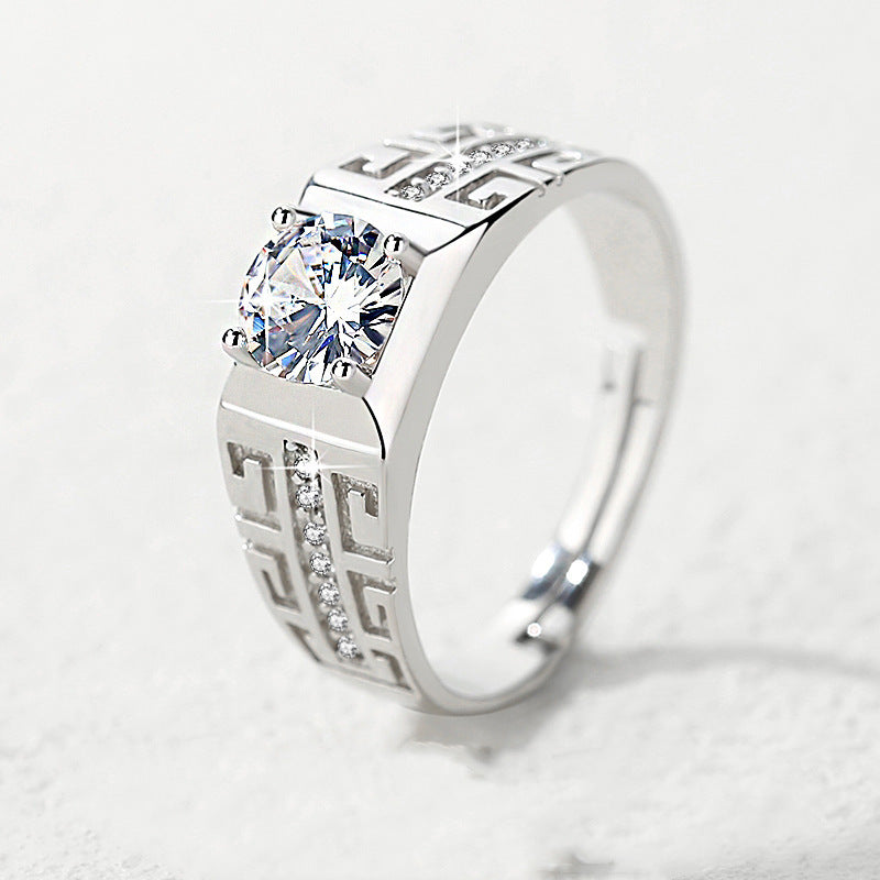 Men's Diamond Single Simulation Karat Wedding Classic Temperament Ring