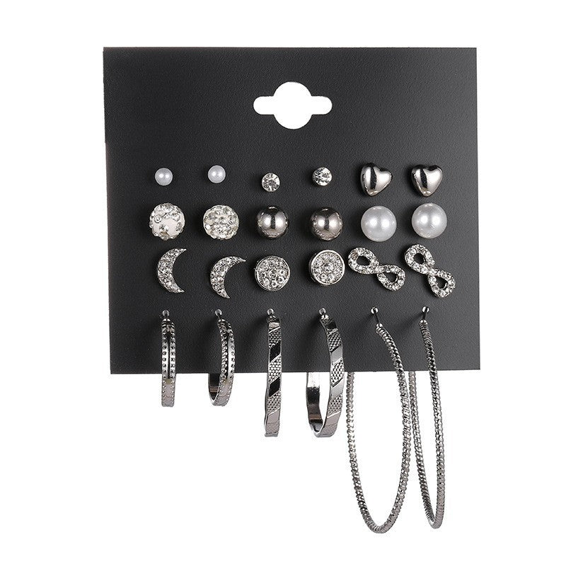 Metal Irregular Geometry Pairs Earings Vintage Pearl Earrings