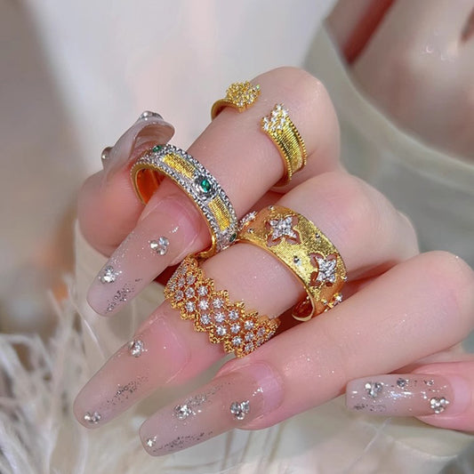 Women's Ornament Vintage Style Gold-plated Brushed Light Rings