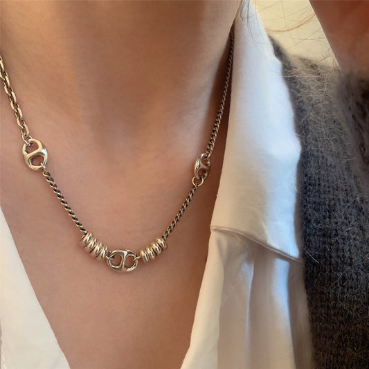 Retro Pig Nose Chain Stitching Sweater Female Light Luxury Minority Necklaces