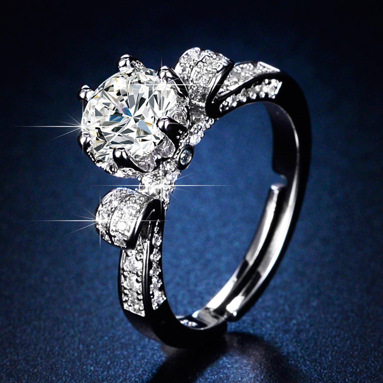 Streaming Imitation Moissanite Eight Hearts Arrows Female Karat Classic Rings