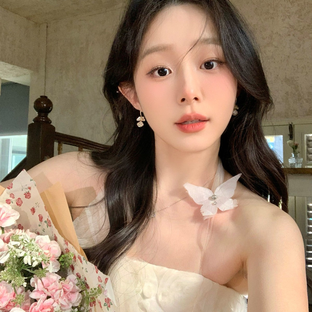 Fairy Sier Large Flower Elegant Graceful Earrings