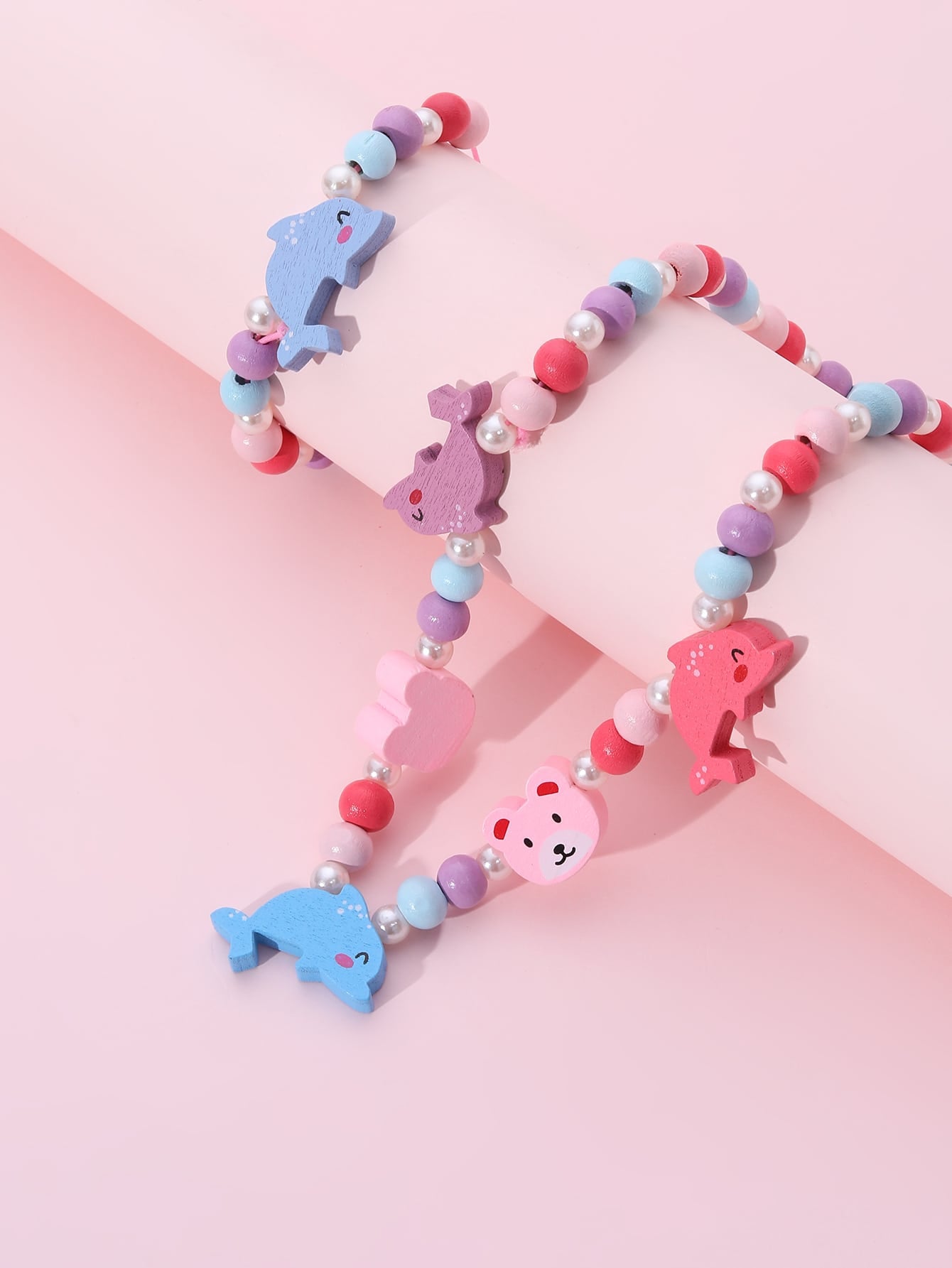 Children's Mixed Color Beaded Wooden Bead Handmade Bracelets