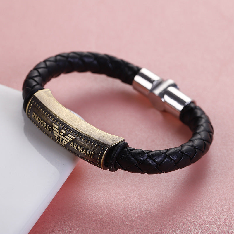 Men's Quality Vintage Weave Leather Rope Magnetic Bracelets