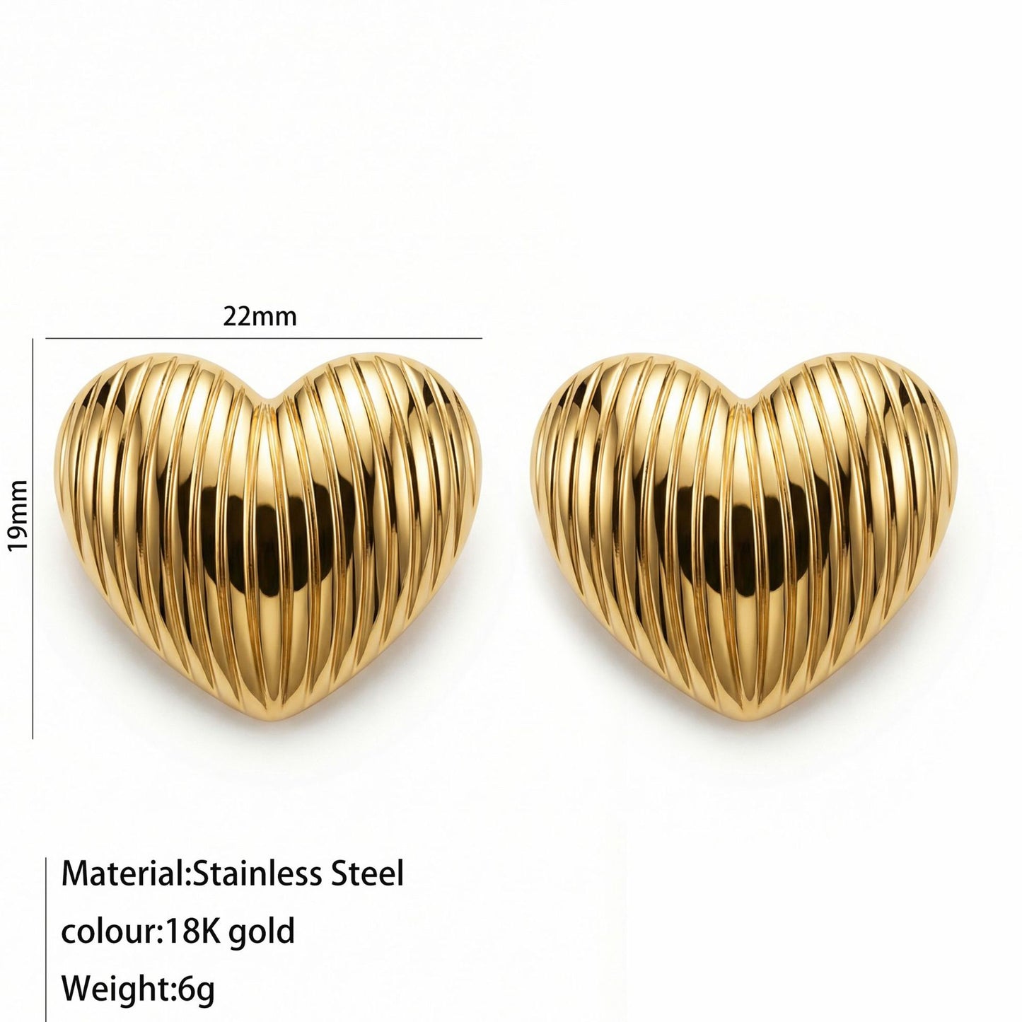 Style Heart-shaped Striped Line Design Casual Fashion Stud Earrings