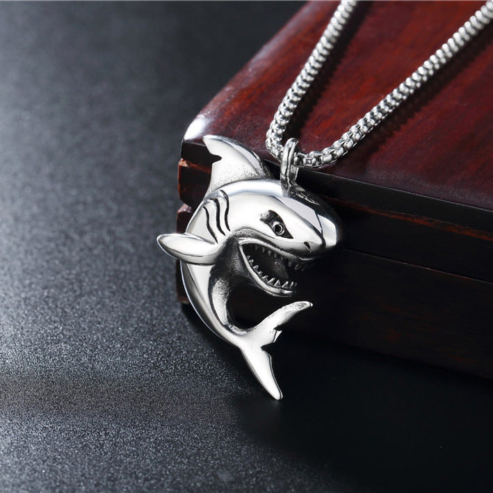 Men's Trendy Unique Little Shark Stainless Steel Necklaces