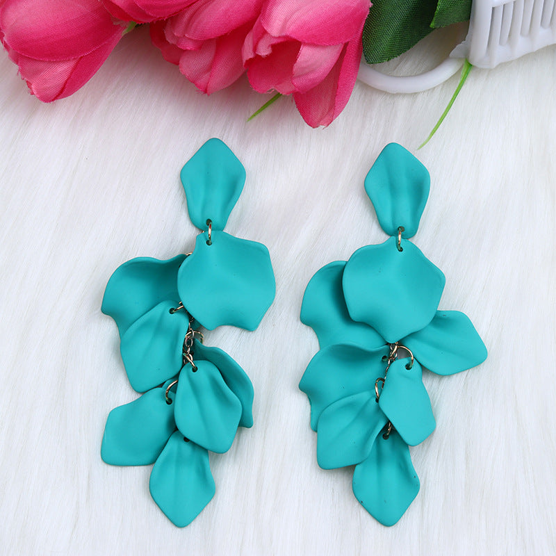 Women's Fashion Personality Tassel Petals Candy Color Design Earrings