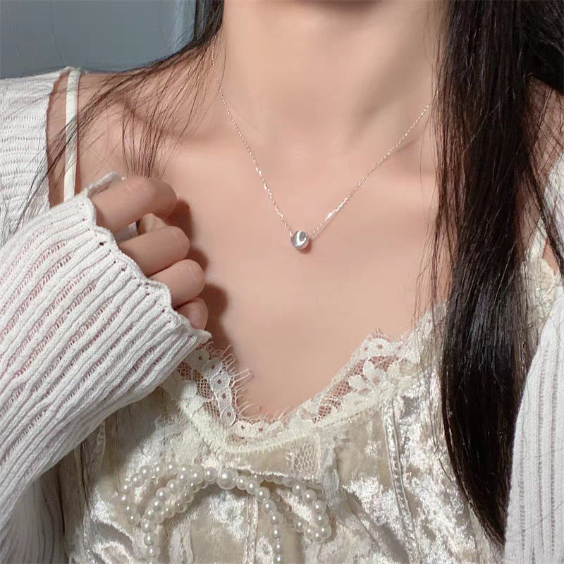 Women's Sier Lucky Beads Bowknot Clavicle Chain Light Luxury Minority High-grade Necklace
