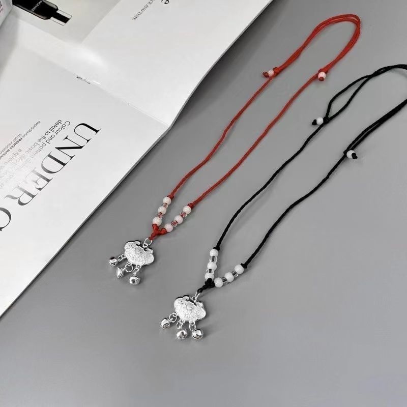Red Rope Auspicious Rich Safe Birthday Gift Bell Sier Plated Pendants