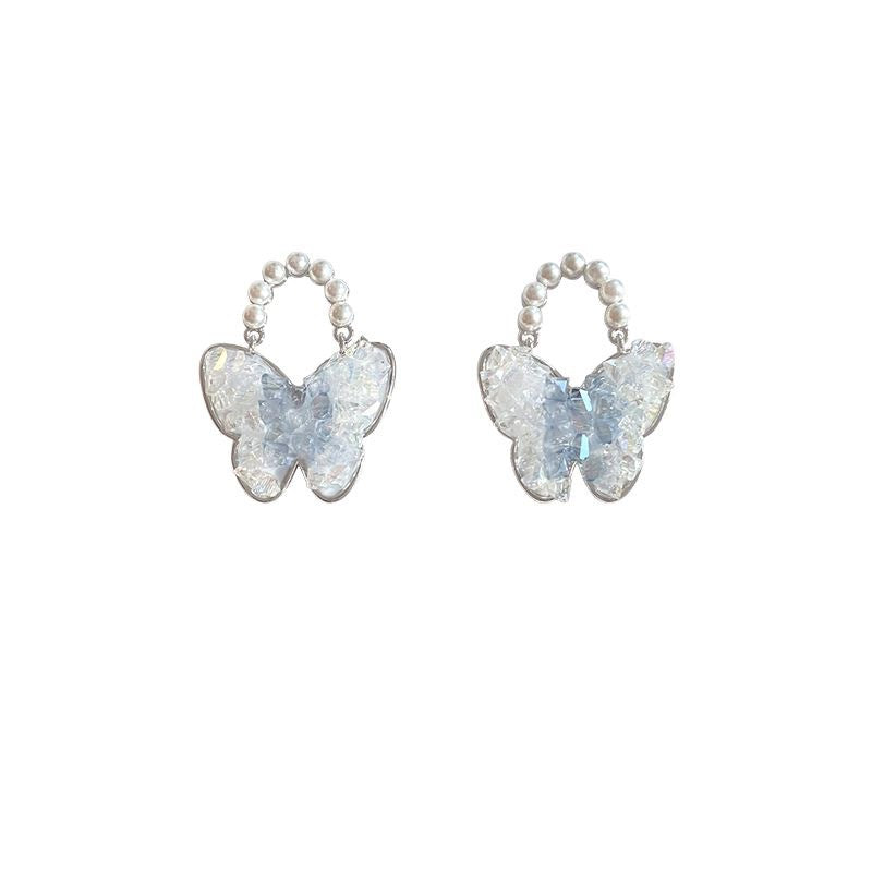 Women's Sense Light Luxury Temperament Crystal Butterfly Summer Exquisite Earrings