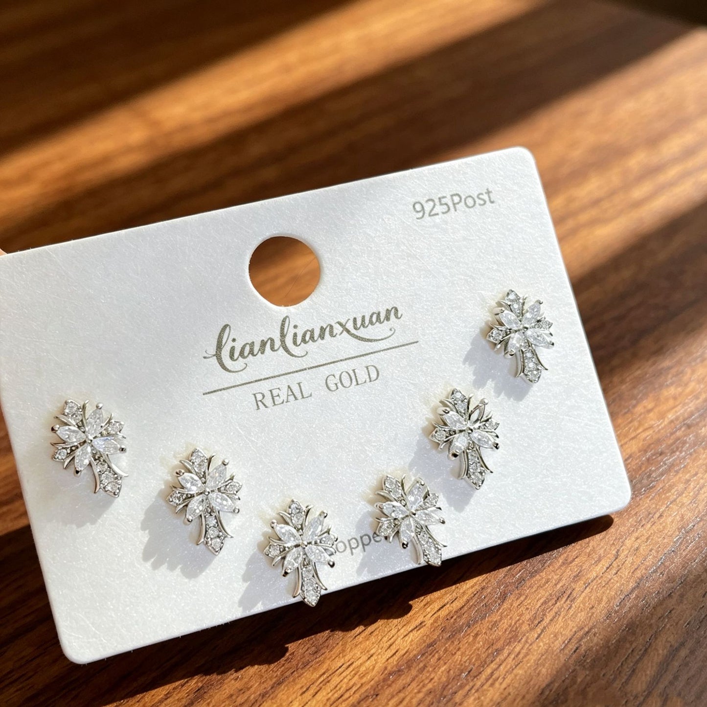 Micro Inlaid Zircon Pearl Commuter Three Pairs Earrings