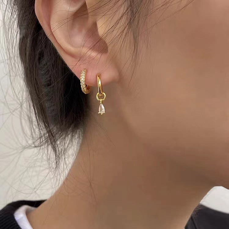 Water Drop Zircon High-grade Asymmetric Ear Rings