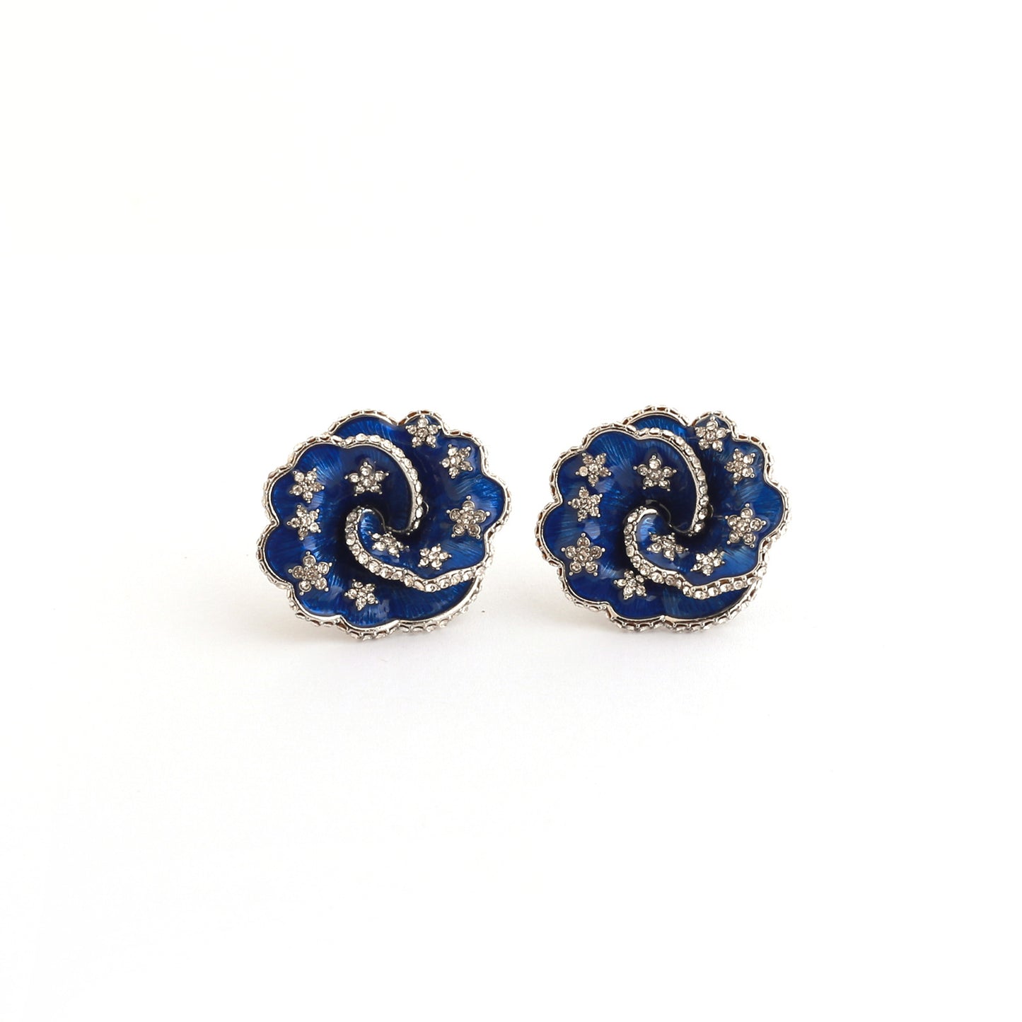 Real Gold Gaanized Enamel Diamond Retro Earrings