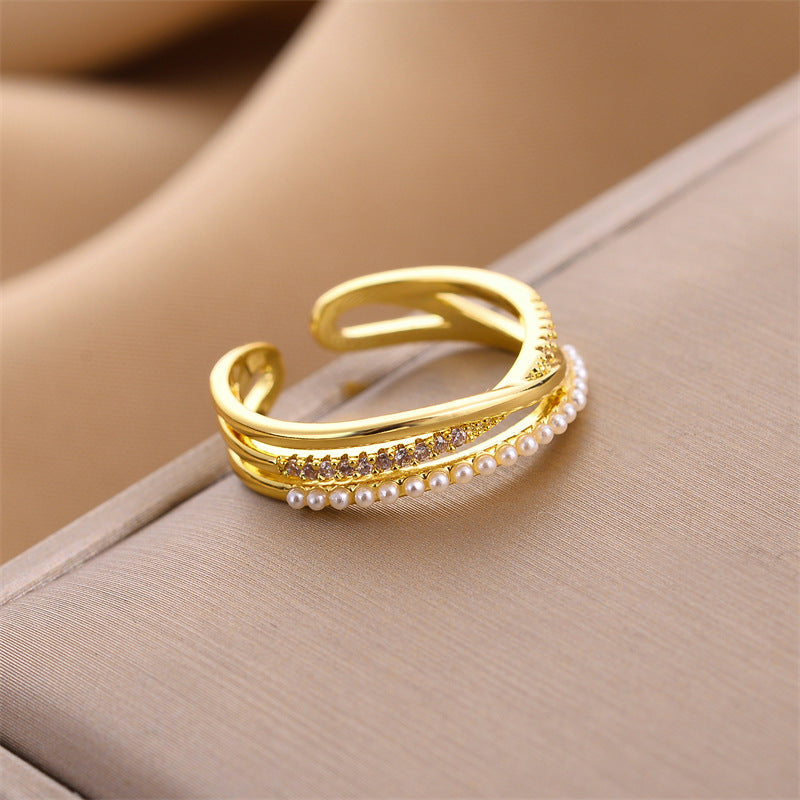 Women's Style Personalized Advanced Light Luxury Pearl Rings