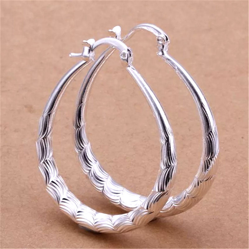 Sier Plated Big Hoop Fashion Personality Female Earrings