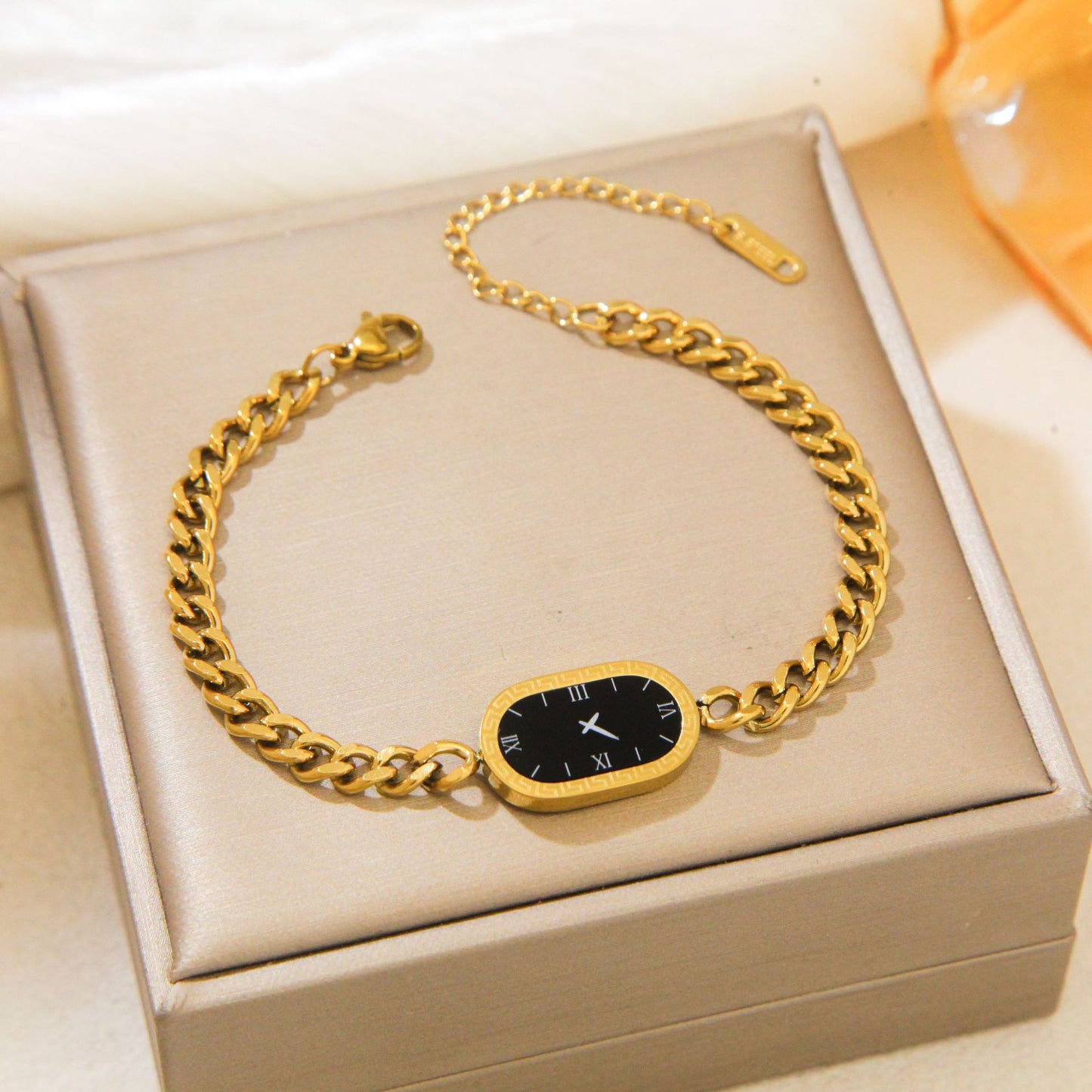 Dial Full Body Titanium Steel Real Gold Plating Light Luxury Bracelets