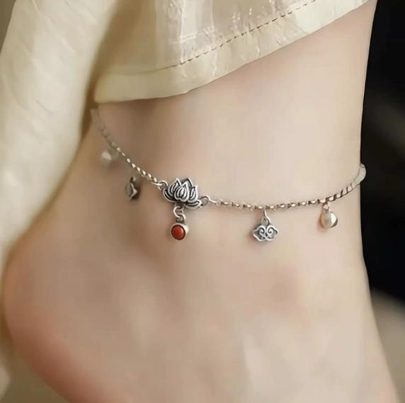Retro Lotus Design Mountain Ghost Money Tassel Bracelet