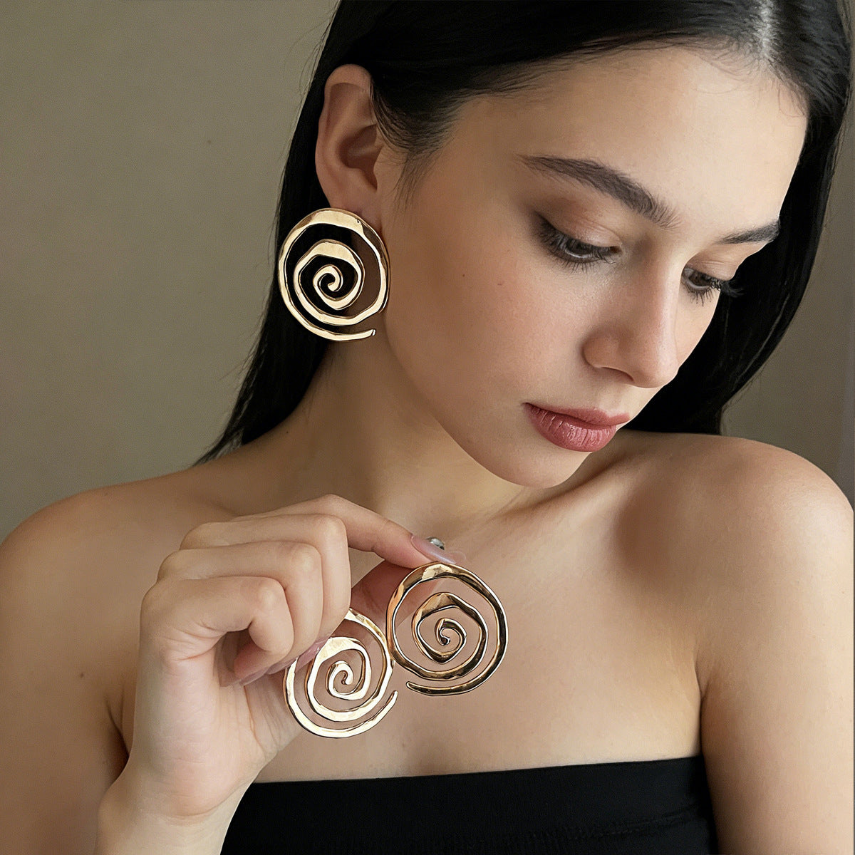 Ear Geometric Spiral Conch Symbol Design Sense Female Simplicity Earrings
