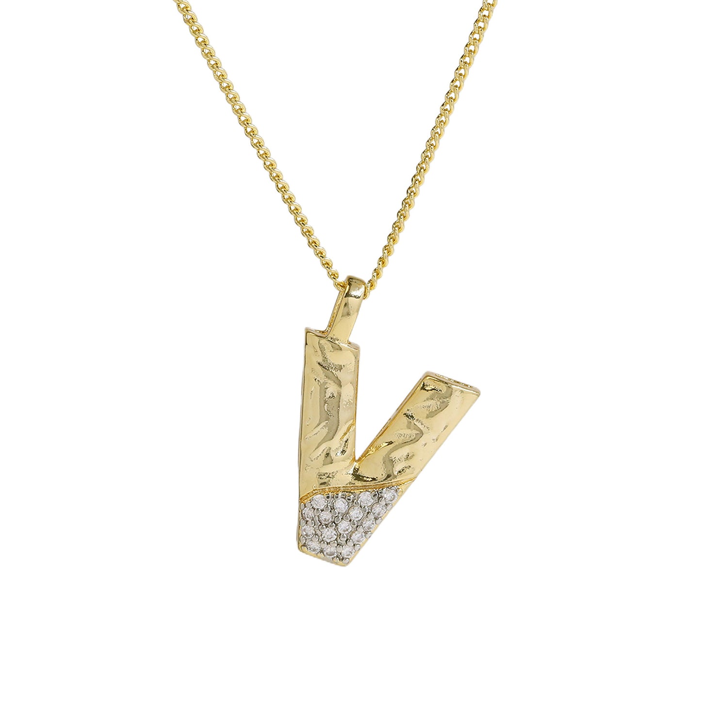 Brass Two-color Texture English Letters Contrast Necklaces