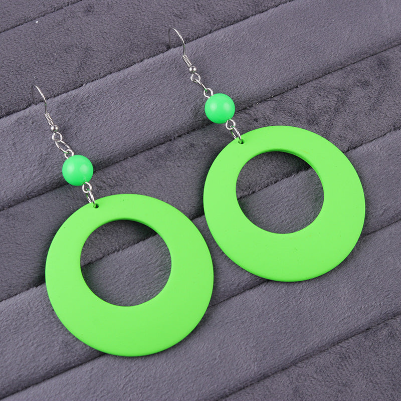 Women's Exaggerated Retro Series Big Circle Acrylic Color Earrings