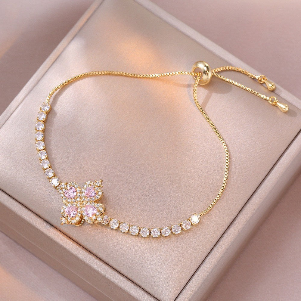 Female Five Petal Flower Fashion Bauhinia Rotatable Bracelet