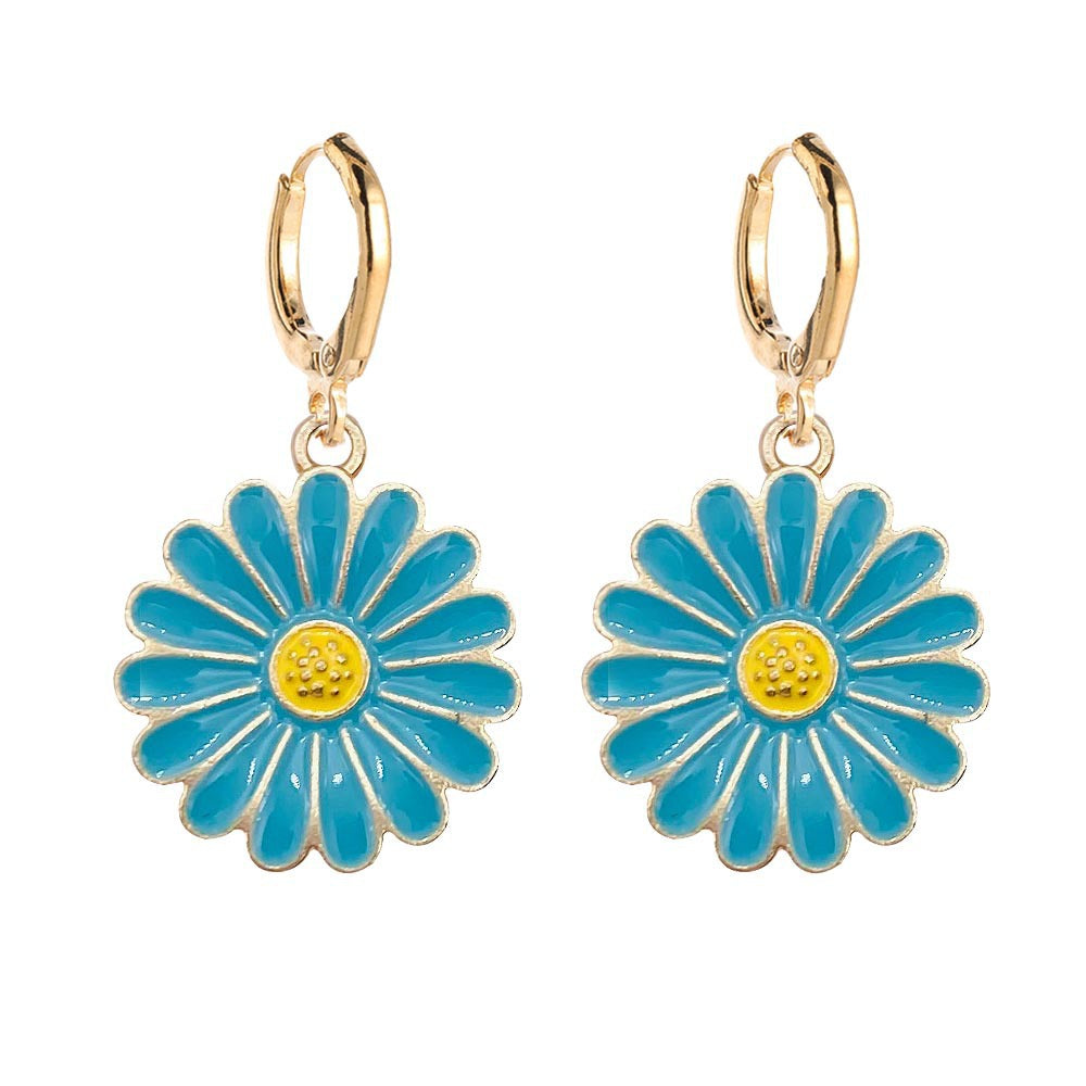 Autumn Sun Alloy Dripping Oil Color Earrings