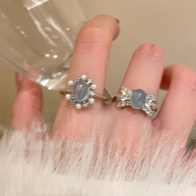 Zircon Female Open Light Luxury High Sense Niche Ring