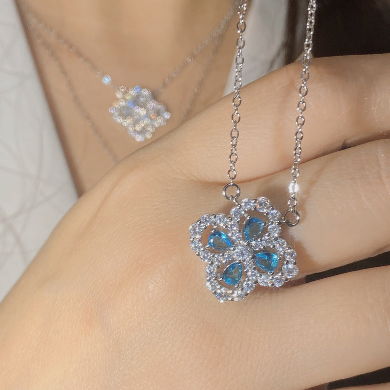 Women's Classic Rainbow Four Leaf Clover Ear Simple Plated Bright Zirconium Jewelry Set