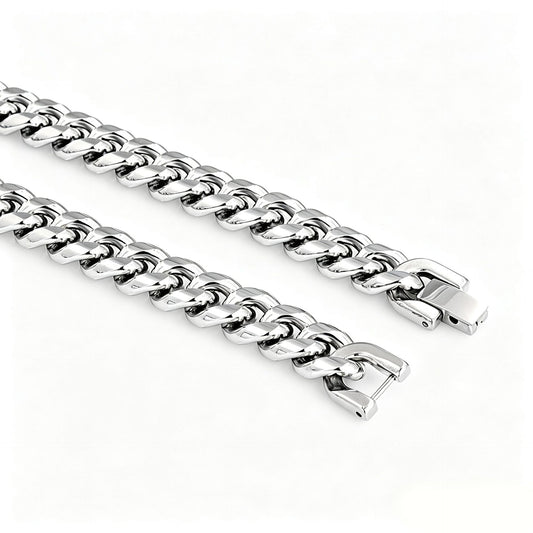 Men's Titanium Steel Cuban Round Grinding Chain Encrypted Stainless Metal Necklaces