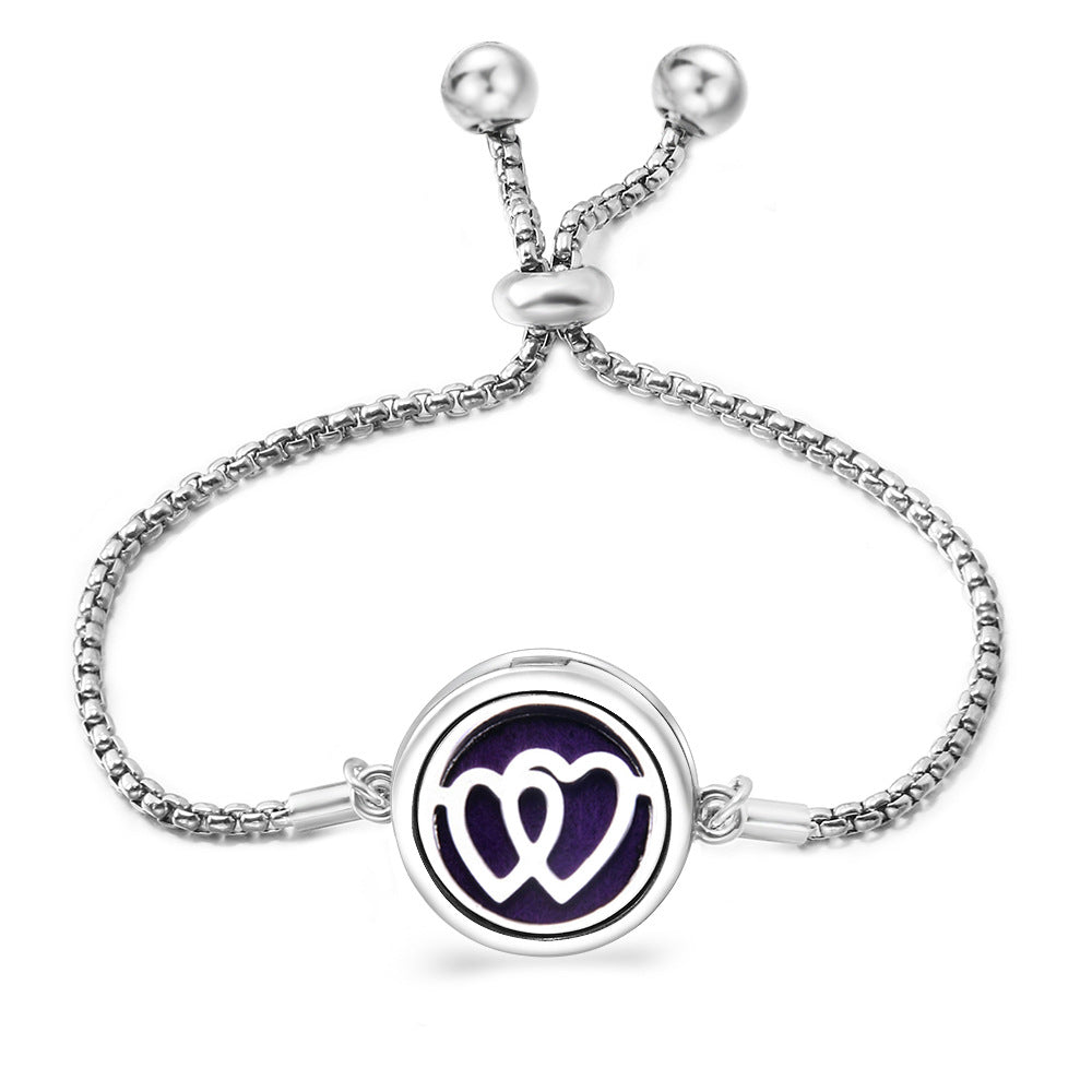 Fashion Angel Wings Box Essential Oil Diffuser Stainless Steel Adjustable Bracelet
