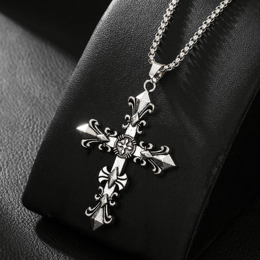 Retro Personality Cruciate Flower Cross Alloy Punk Hip Pendants