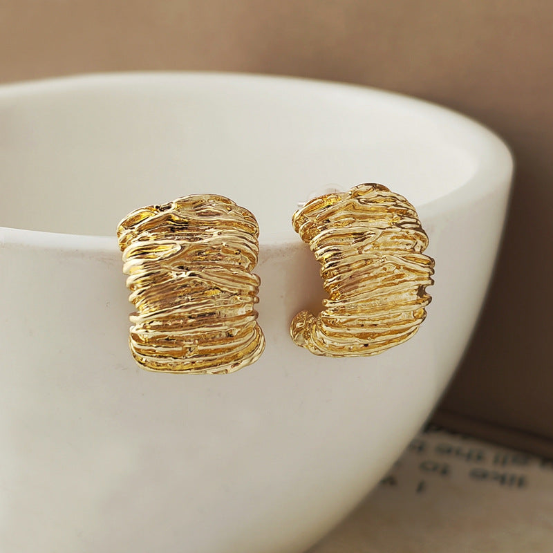 Needle Pleated Shaped Personality Fashion Trendy Earrings