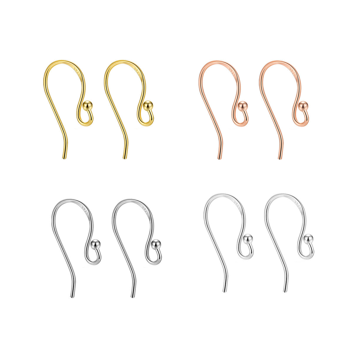 Sier Round Beads Head Basic Style Eardrops Pressed Fish Ear Hook